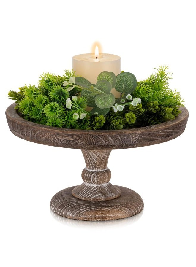 Hanobe Round Wood Display Riser: Rustic Wooden Risers Decorative Pedestal Plate Stand Small Cake Holder Tray for Wedding Birthday Decor - Image 1