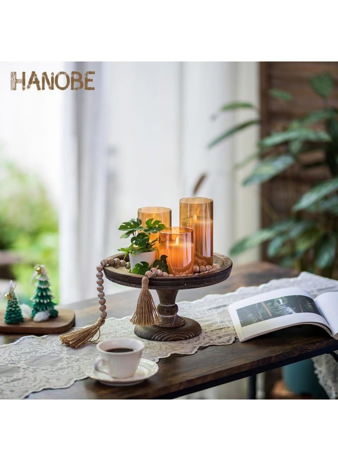 Hanobe Round Wood Display Riser: Rustic Wooden Risers Decorative Pedestal Plate Stand Small Cake Holder Tray for Wedding Birthday Decor - Image 2