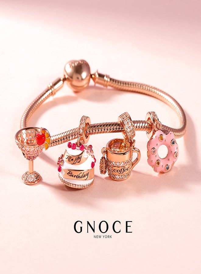GNOCE Rose Gold Coffee Cup Pendant Charms for Bracelet/Necklace 925 Sterling Silver Dangle Charms For Women Mom Daughter Wife Jewelry Gift - Image 3