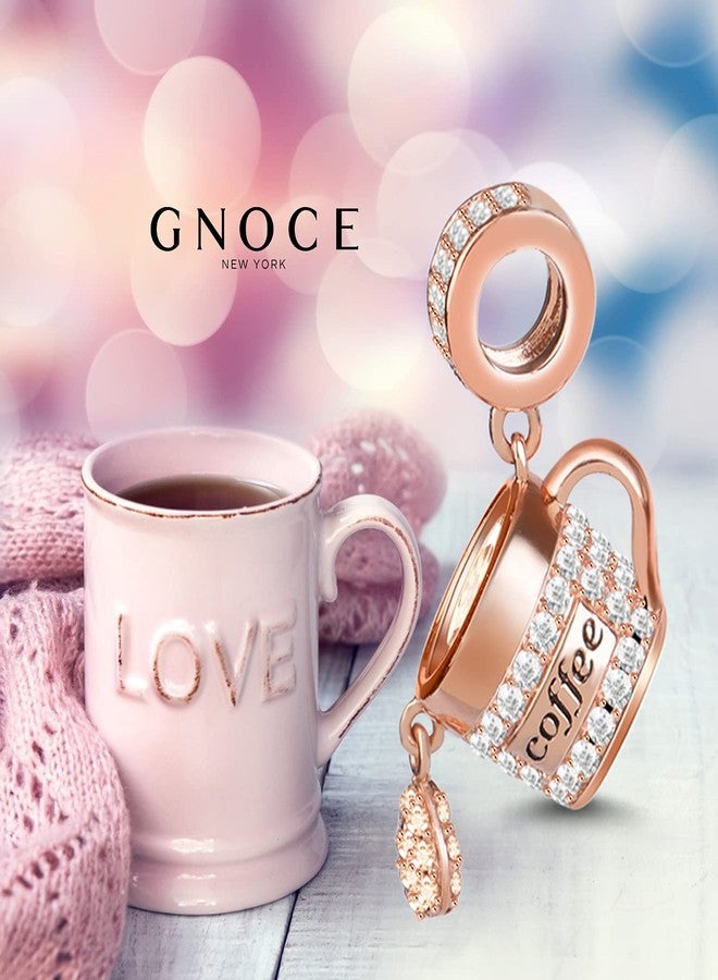 GNOCE Rose Gold Coffee Cup Pendant Charms for Bracelet/Necklace 925 Sterling Silver Dangle Charms For Women Mom Daughter Wife Jewelry Gift - Image 4