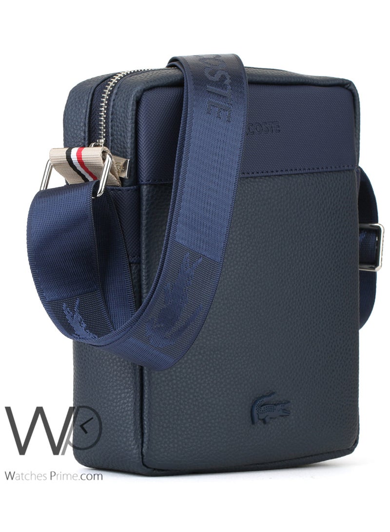 لاكوست حقيبة كروس لاكوست ماسنجر شنطة من الجلد باللون الأزرق للرجال - Image 5