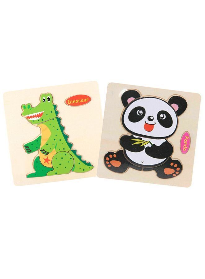 2 pcs Wooden Puzzles for Kids Boys and Girls Animals Set Dinosaur & Panda - Image 1
