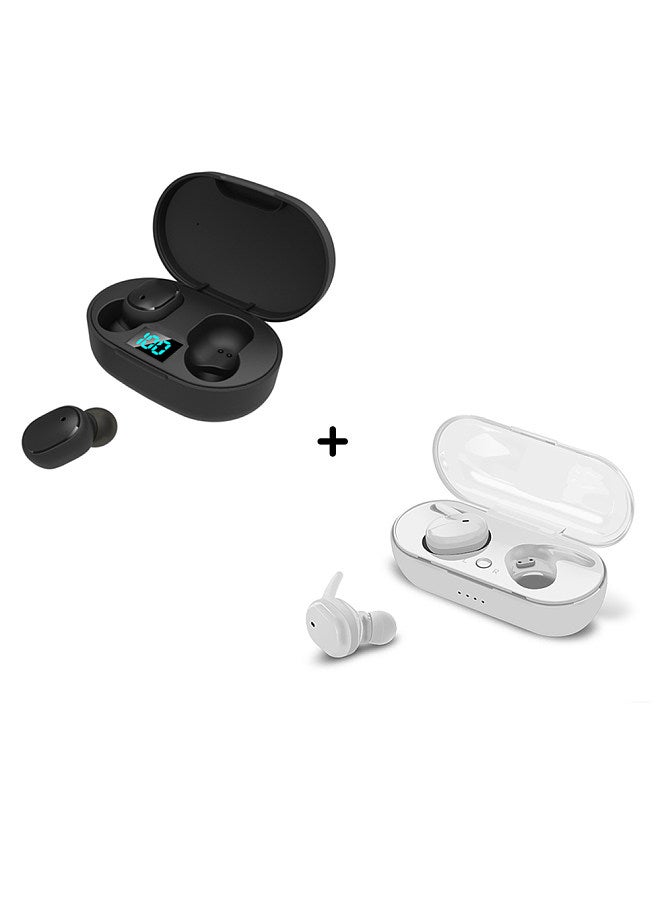 E6S True Wireless Earbuds, In-Ear Headphones, IPX4 Waterproof Sweatproof 45mAh BT5.0 Binaural Stereo Audio Noise Reduction Voice/Volume Control Sports Headset, with 280mAh Charging Case, Compatible with Siri