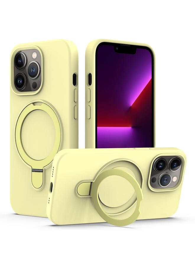 زبون جراب لهاتف iPhone 12 Pro Max مصنوع من السيليكون السائل المغناطيسي MagSafe مع حامل حلقي - Image 1