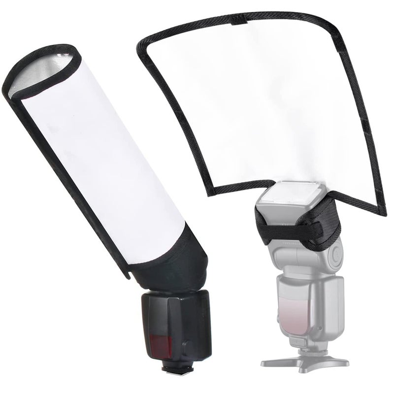 waka Flash Diffuser Reflector Kit - Bend Bounce Flash Diffuser+ Silver/White Reflector for Speedlight, Universal Mount for Canon, Nikon, etc. - Image 2