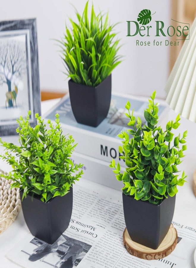Der Rose 4 Packs Fake Plants Small Artificial Mini Faux Plants for Bathroom Home Office Shelf Black Decor Indoor - Image 4