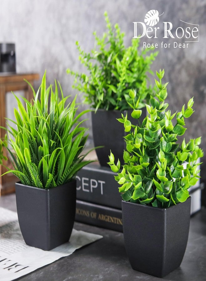 Der Rose 4 Packs Fake Plants Small Artificial Mini Faux Plants for Bathroom Home Office Shelf Black Decor Indoor - Image 5