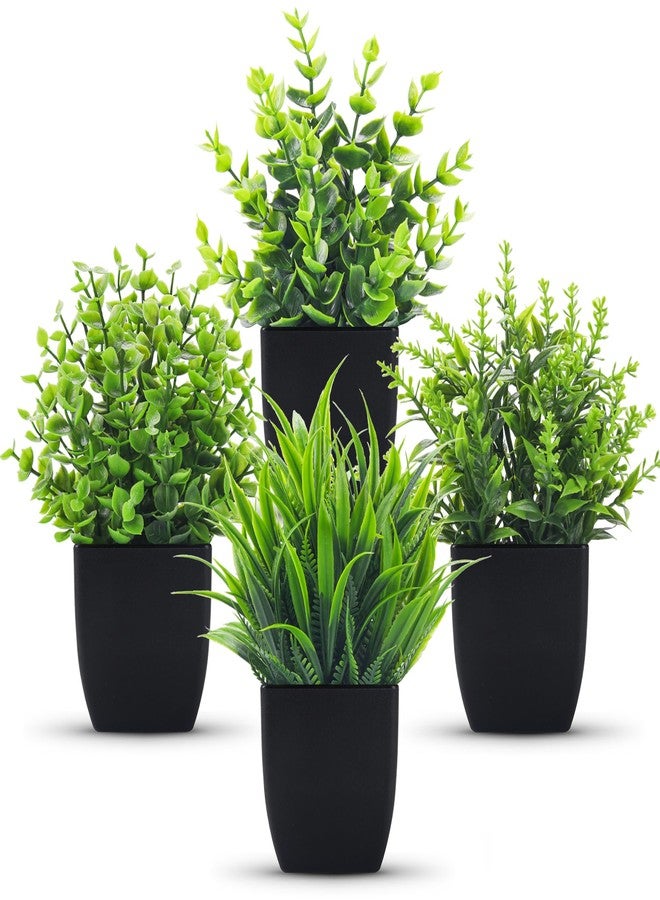 Der Rose 4 Packs Fake Plants Small Artificial Mini Faux Plants for Bathroom Home Office Shelf Black Decor Indoor - Image 1