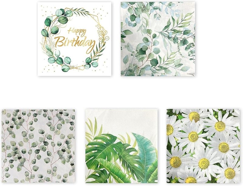 20 Pack Eucalyptus Patterned Napkins Absorbent Dinnerware For Festive Gatherings Sustainable Table Setting - Image 4