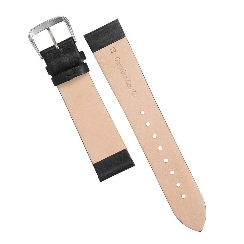 EACHE 18mm Leather Watch Bands Black Classical Ultrathin Leather Watch Straps for Women Men Black Color with Silver Buckle - Image 4