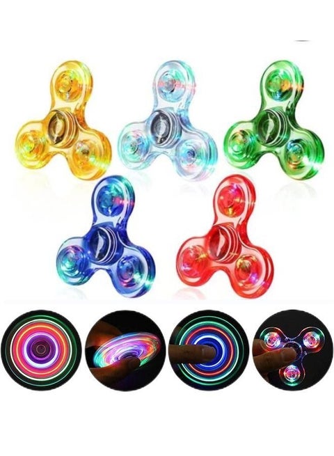 LED Light up Fidget Spinners 5 Pack, Clear Fidget Toys, ADHD Anxiety Toys Stress Relief Reducer Spin for Kids and Adults