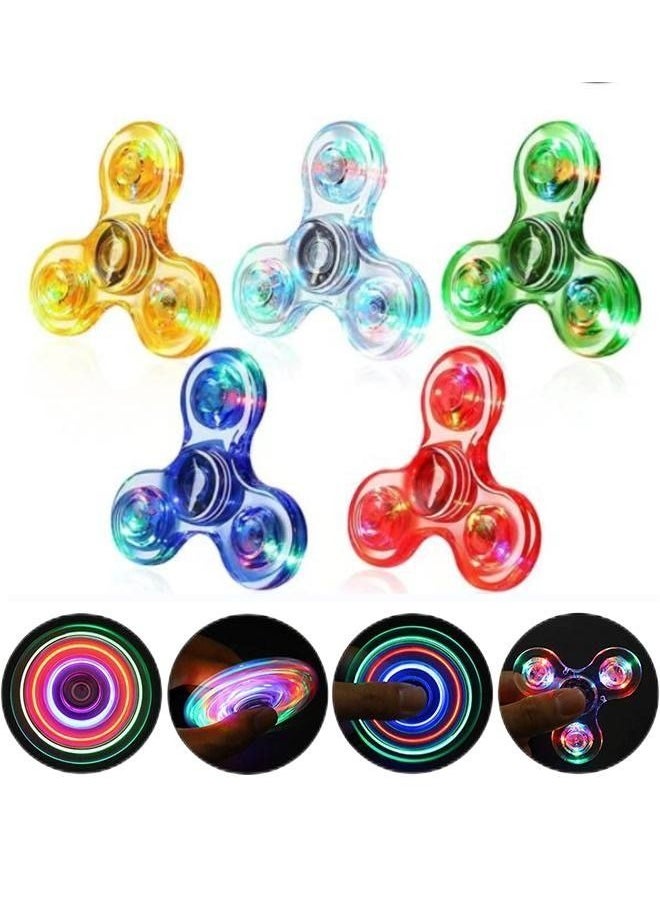 LIXADA - LED Light up Fidget Spinners 5 Pack, Clear Fidget Toys, ADHD Anxiety Toys Stress Relief Reducer Spin for Kids and Adults - Image 1
