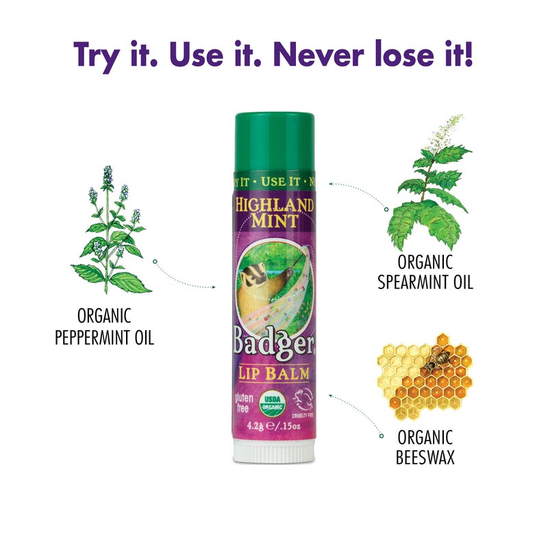 Badger Highland Mint Classic Lip Balm - 0.15oz Stick - Image 4