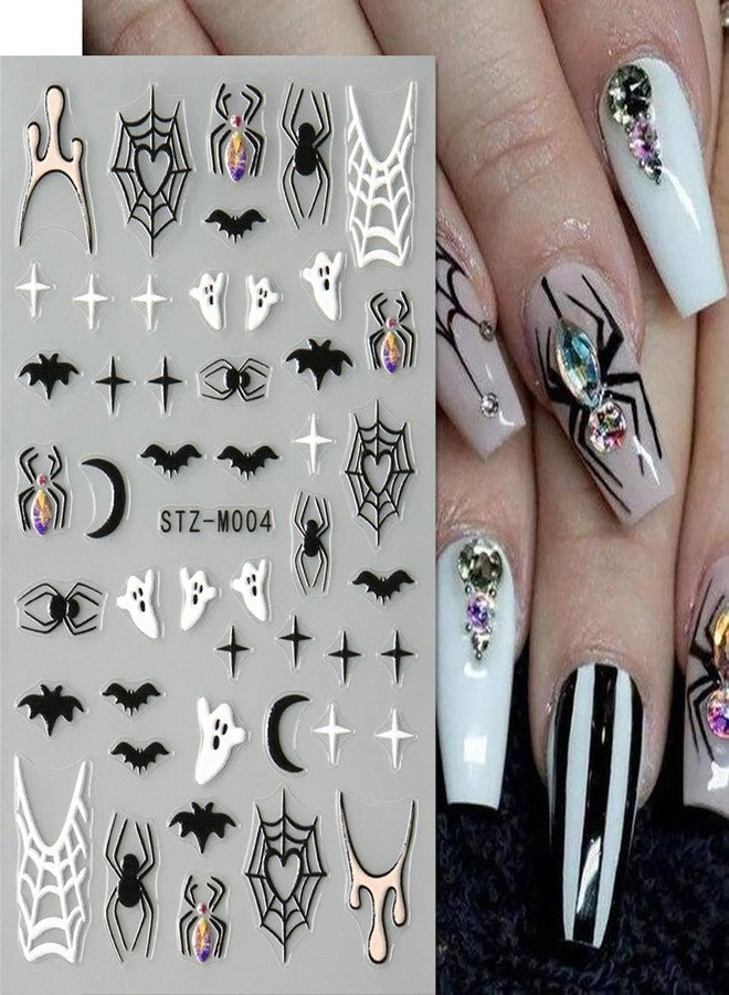 KRTBKR 6 Sheets Halloween Nail Stickers for Nail Art Bat Spiders Nail Art Stickers Black Skull Ghost Spider Web Design Goth Nail Decals Nail Supplies for Women Acrylic Manicure Decoration Accessories - Image 4