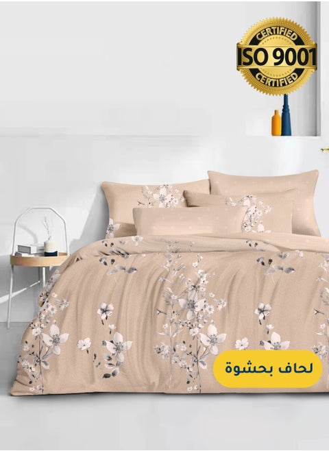 Microfiber Printed Comforter Sets, Fits 160 x 200 cm Queen Size Bed, 4 Pcs, With Soft Filling, Celine Series