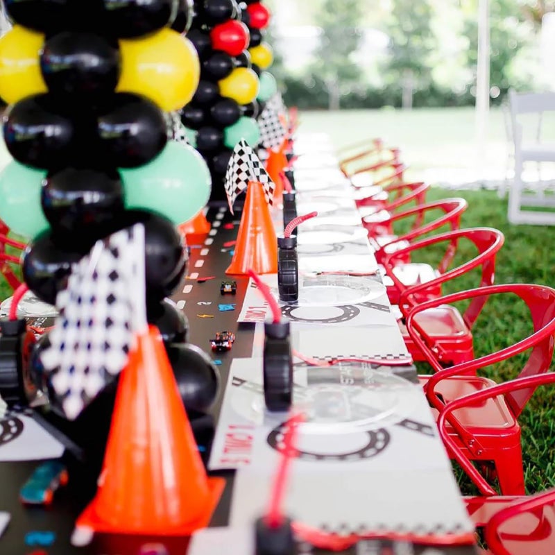 RECER Traffic Cones with Racing Checkered Flags-6 Traffic Cones With Hole on Top, 12 Checkered Flags, Race Car Birthday Party Supplies, Table Centerpiece Decorations, Kids Gift (18PCS) - Image 5
