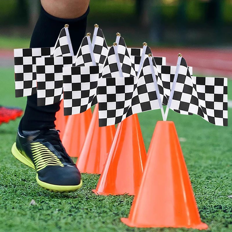 RECER Traffic Cones with Racing Checkered Flags-6 Traffic Cones With Hole on Top, 12 Checkered Flags, Race Car Birthday Party Supplies, Table Centerpiece Decorations, Kids Gift (18PCS) - Image 4