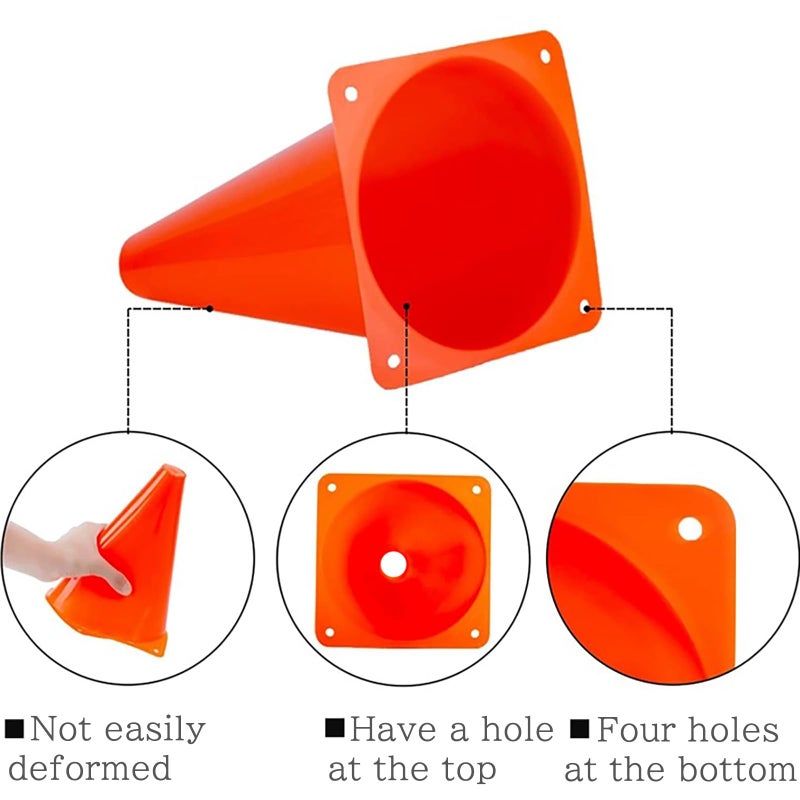 RECER Traffic Cones with Racing Checkered Flags-6 Traffic Cones With Hole on Top, 12 Checkered Flags, Race Car Birthday Party Supplies, Table Centerpiece Decorations, Kids Gift (18PCS) - Image 2