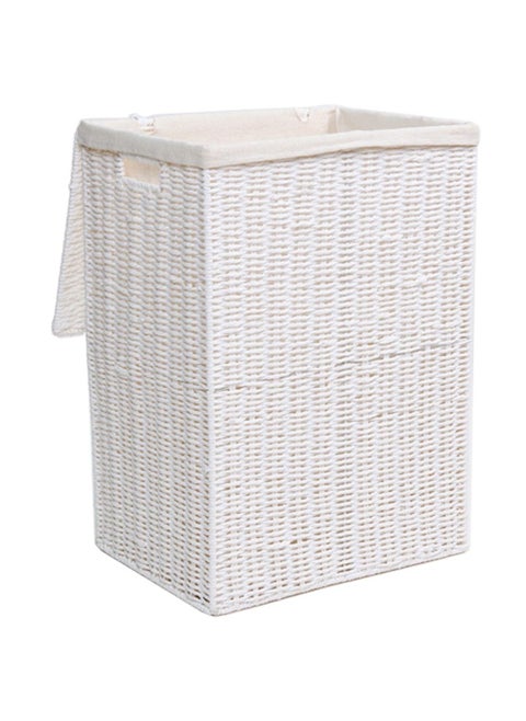 Large Laundry Hamper White With Liner - L40 X W30 X H55 Cm