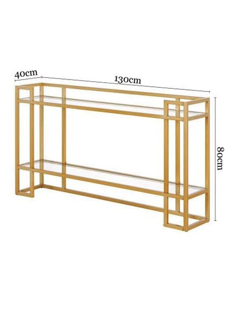 LINGWEI Glass Console Table Metal Console Table with Dual Clear Glass Shelve Entryway Table Narrow Modern Console Table TV Stand Dressing Table Stand Modern Hallway Table  - Image 5