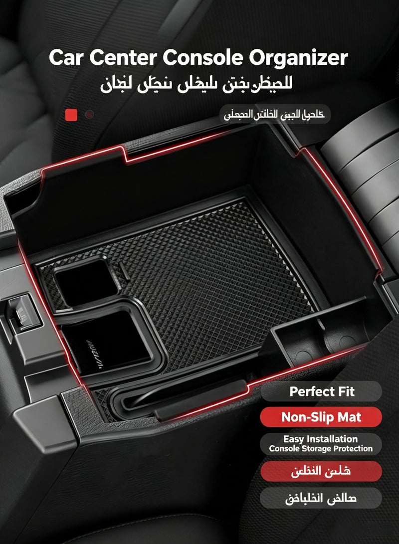 Bukela Center Console Organizer for 2019-2026 Toyota Corolla/ 2022-2026 Corolla Cross Accessories Car Armrest Storage Box Middle Console Tray Container with Non-Slip Silicone Mats - Image 1
