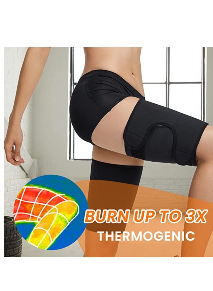 SOLARAE Thigh Trimmers for Women Sauna Sweat Bands Thigh Shaper Adjustable Sauna Waist Trainer for Leg - 1 Pair - Image 2