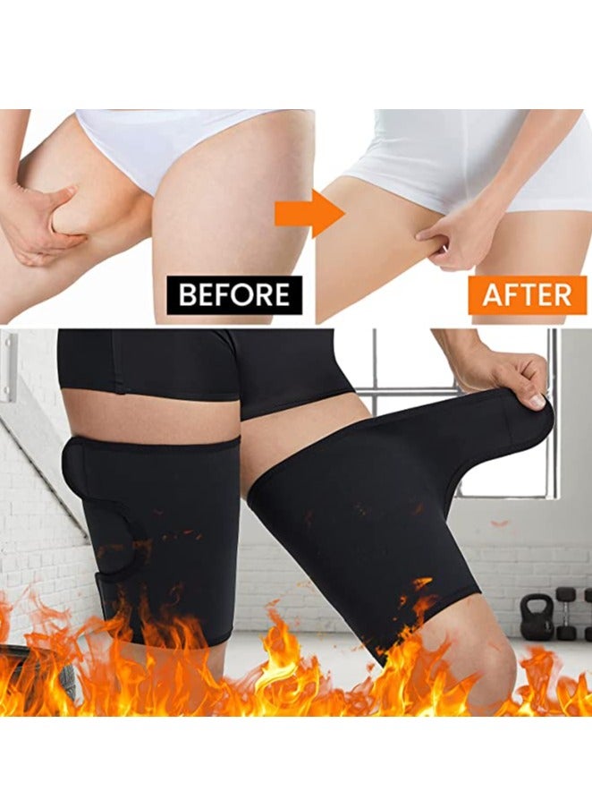 SOLARAE Thigh Trimmers for Women Sauna Sweat Bands Thigh Shaper Adjustable Sauna Waist Trainer for Leg - 1 Pair - Image 3