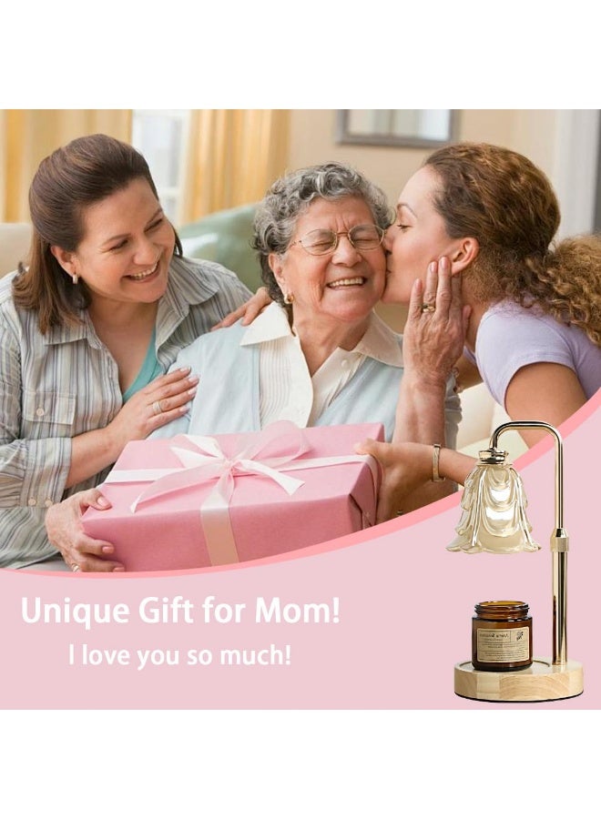 عربست مصباح تسخين الشموع مع مؤقت وخاصية تعديل الإضاءة وارتفاع قابل للتعديل، مثالي لديكور المنزل وغرفة النوم، جهاز تسخين الشمع مع مصباحين للشموع في الجرار، هدية رائعة للأم والمرأة والصديقة والأخت في عيد الأم وأعياد الميلاد | ذهبي - Image 2