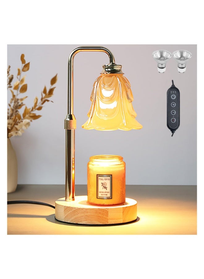 عربست مصباح تسخين الشموع مع مؤقت وخاصية تعديل الإضاءة وارتفاع قابل للتعديل، مثالي لديكور المنزل وغرفة النوم، جهاز تسخين الشمع مع مصباحين للشموع في الجرار، هدية رائعة للأم والمرأة والصديقة والأخت في عيد الأم وأعياد الميلاد | ذهبي - Image 1
