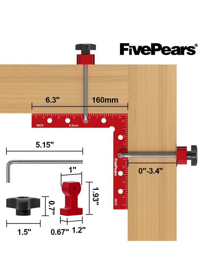 Fivepears 4 Pack 90 degree positioning square clamps set for woodworking, 6.2" x 6.2"(16 x 16cm) aluminum precision right angle corner clamp for square picture frame tool box cabinet drawer and wood - Image 2