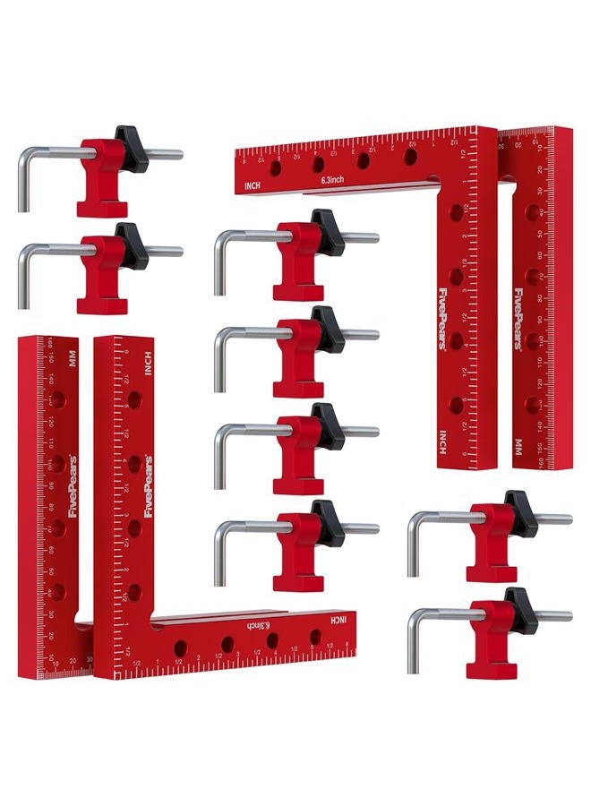 Fivepears 4 Pack 90 degree positioning square clamps set for woodworking, 6.2" x 6.2"(16 x 16cm) aluminum precision right angle corner clamp for square picture frame tool box cabinet drawer and wood - Image 1