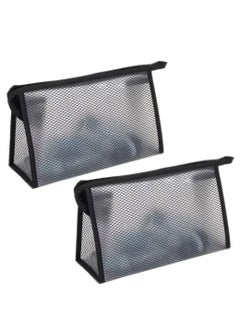 2 Pack Clear Mesh Toiletry Bags, Travel Makeup Cosmetic Organiser Zipper Pouches for Men Women (23x15x9cm) (black) - pzsku/ZCB22A302580D81D15B8DZ/45/1741262091/4edb0f6f-d74d-4856-a903-bd41dd39c2c8