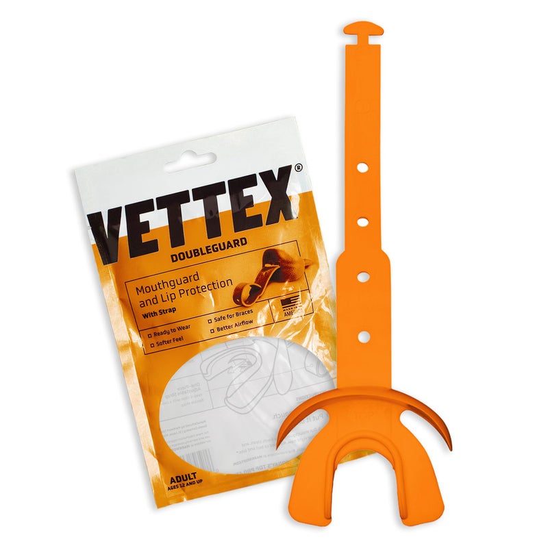 Markwort Vettex Doubleguard Mouthguard For Football  Lacrosse  Mma  Boxing  Braces - Breathable Doubleguard With Lip Protection And Strap  Orange
