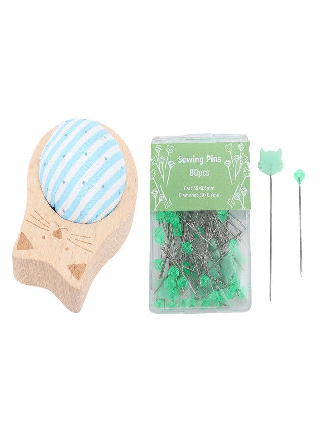 40Pcs Diamond Tipped 40Pcs Cat Tipped Straight Pins Pin Cushion Set for Positioning Marking Quilting - Image 3