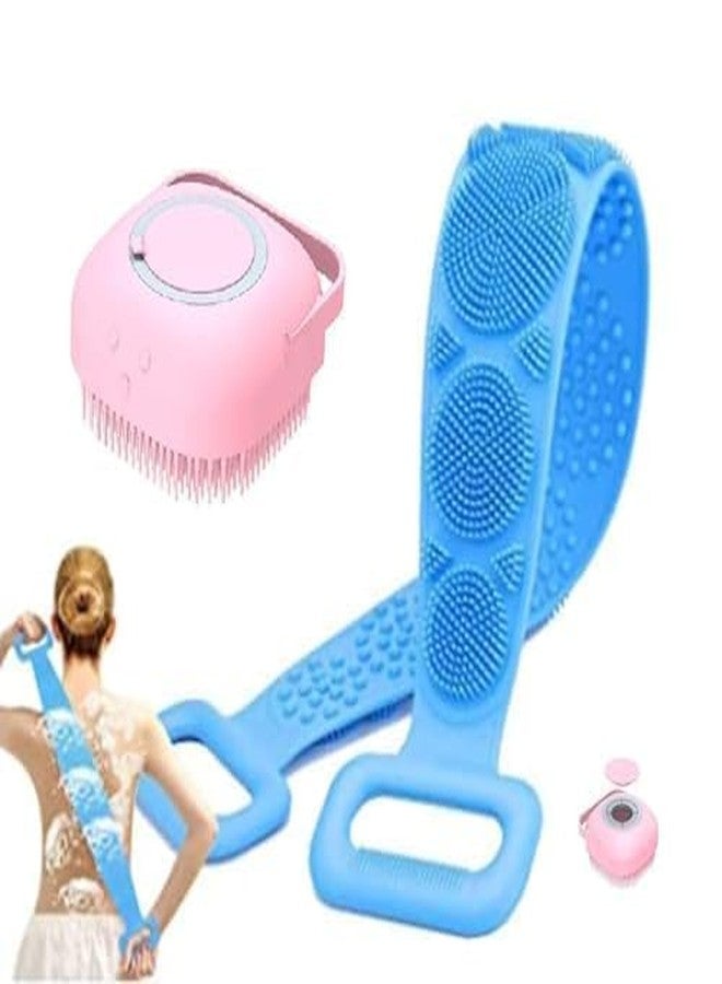 QUENSHIP Bath brush Double Side Bathing Brush, Silicone Body Back Scrubber, Double Side Bathing Brush For Skin Deep Cleaning Massage, Dead Skin Removal Exfoliating Belt For Shower, Body Wash Brush For Men Women Kids _2 pices combo - Image 1