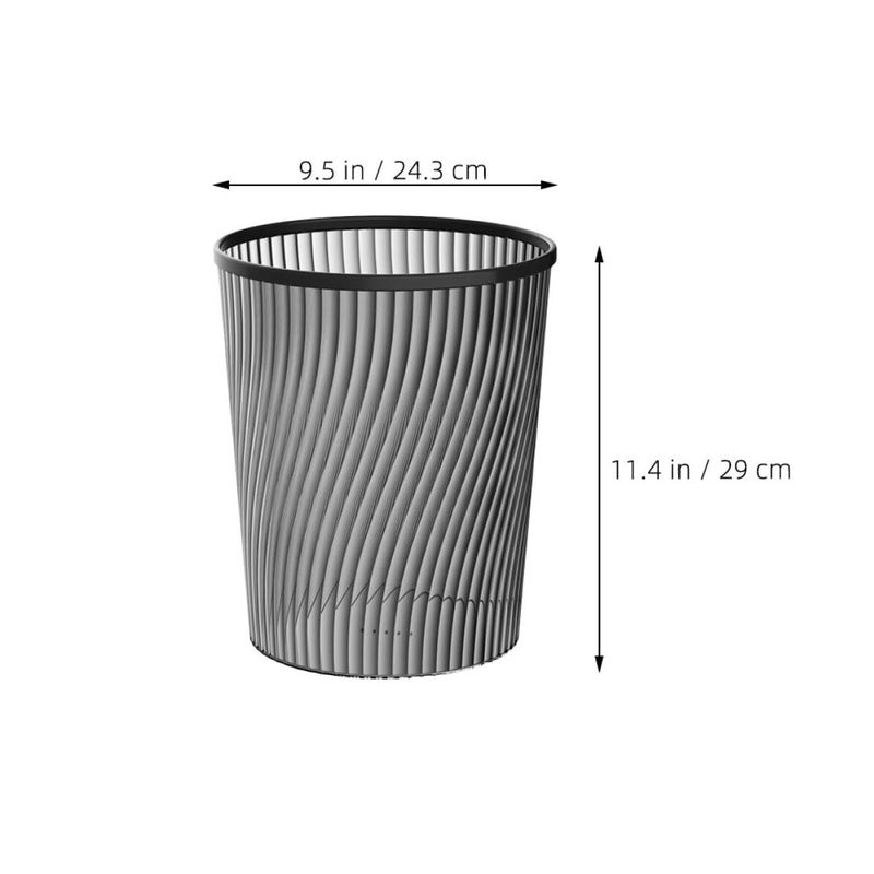 Spiral Texture Open Top Garbage Bin 2 Pack Gray Wastebasket For Kitchen Bedroom Office - Image 3