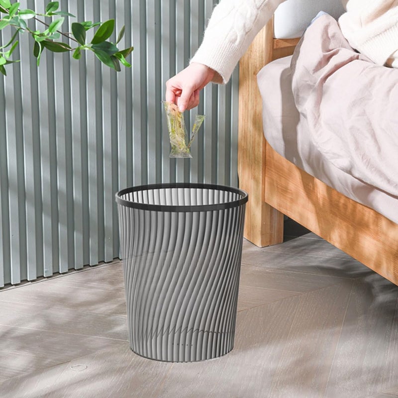 Spiral Texture Open Top Garbage Bin 2 Pack Gray Wastebasket For Kitchen Bedroom Office - Image 5