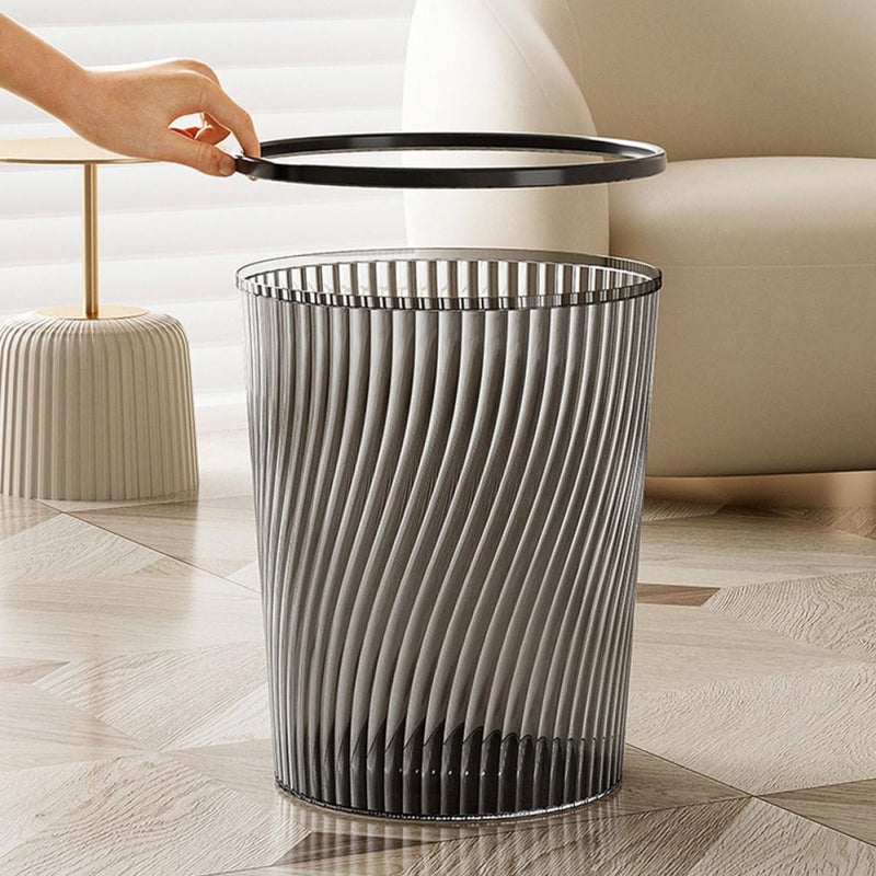 Spiral Texture Open Top Garbage Bin 2 Pack Gray Wastebasket For Kitchen Bedroom Office - Image 4