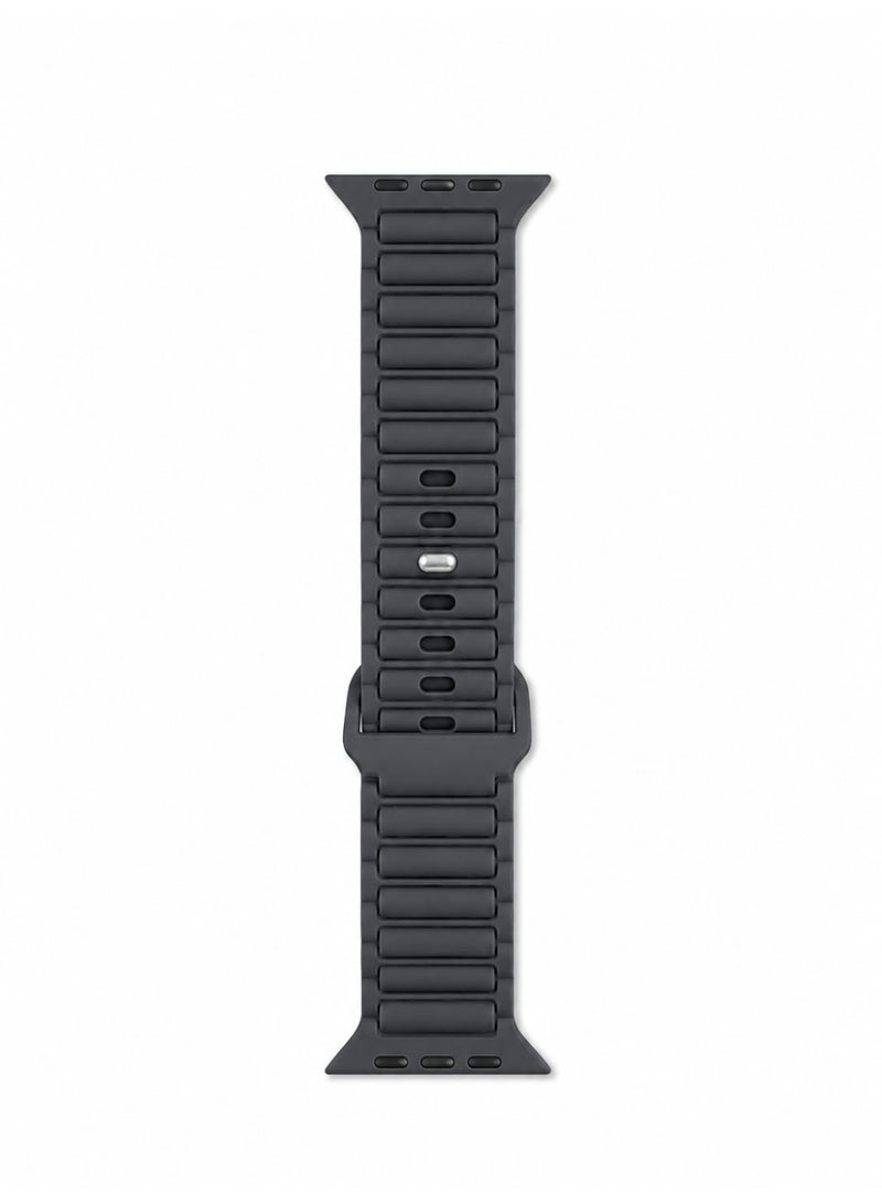 Durable silicone magnetic smartwatch band with a connected loop design, compatible with Apple Watches (size 42/44/45/49 mm)