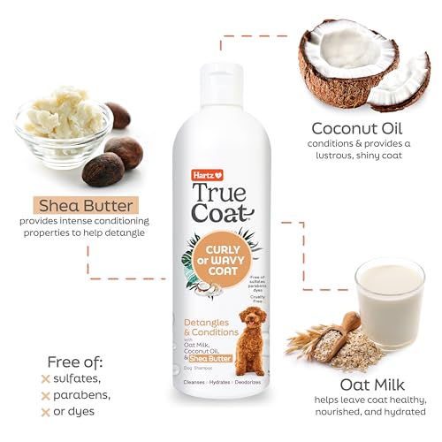 Hartz True Coat Curly or Wavy Coat Specific Dog Shampoo, Detangles & Conditions with Oat Milk, Coconut Oil & Shea Butter - Image 4