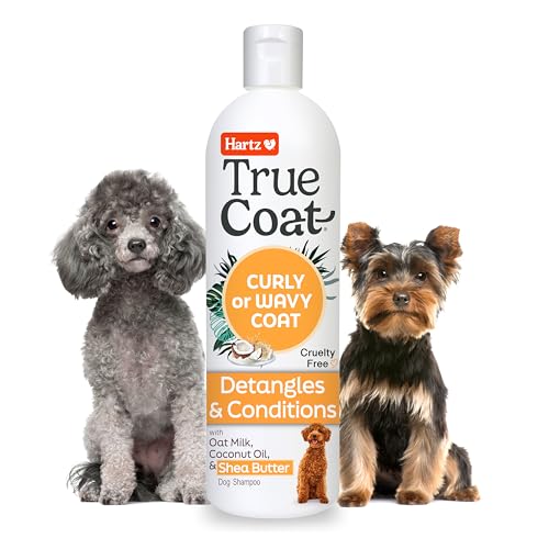 Hartz True Coat Curly or Wavy Coat Specific Dog Shampoo, Detangles & Conditions with Oat Milk, Coconut Oil & Shea Butter - Image 1