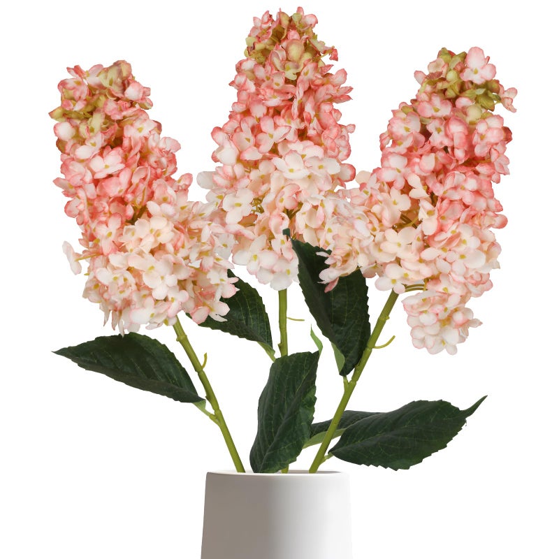 IPOPU Faux Hydrangea Flowers 3PCS Vintage Pink Artificial Flowers Silk Hydrangea Flowers with Stems Light Pink Flower for Bridal Shower Decorations Floral Arrangements - Image 1