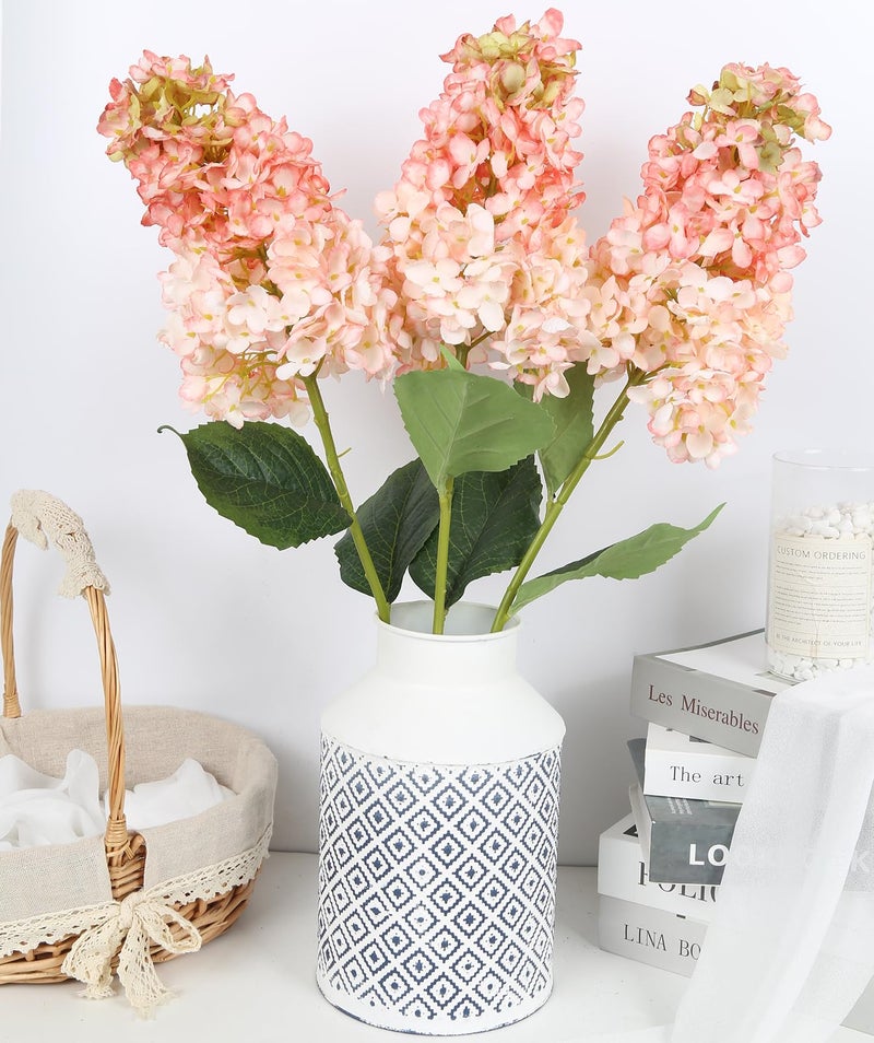 IPOPU Faux Hydrangea Flowers 3PCS Vintage Pink Artificial Flowers Silk Hydrangea Flowers with Stems Light Pink Flower for Bridal Shower Decorations Floral Arrangements - Image 3