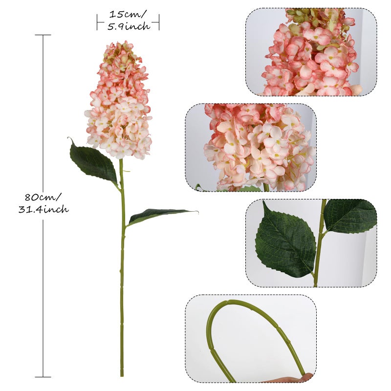 IPOPU Faux Hydrangea Flowers 3PCS Vintage Pink Artificial Flowers Silk Hydrangea Flowers with Stems Light Pink Flower for Bridal Shower Decorations Floral Arrangements - Image 2