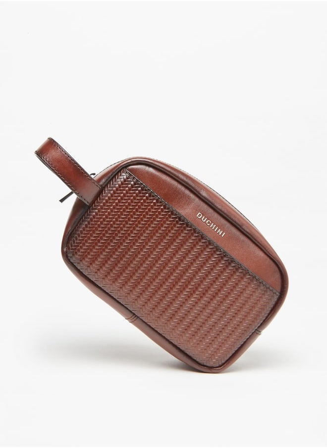 DUCHINI - Men's Textured Pouch with Zip Closure and Wrist Strap - Image 1