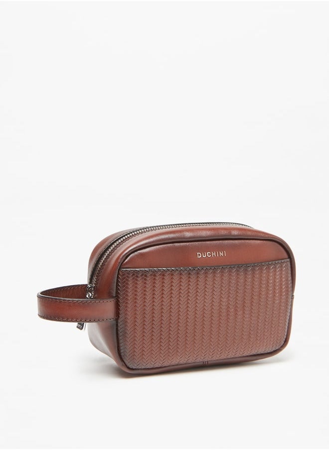 DUCHINI - Men's Textured Pouch with Zip Closure and Wrist Strap - Image 1
