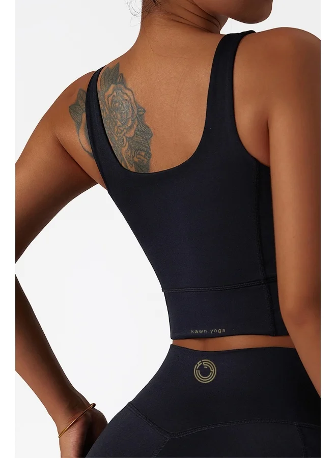 KAWN.YOGA Womens U Back Sports Bra - Padded Low Impact Workout Yoga Bra with Removable Built in Bra