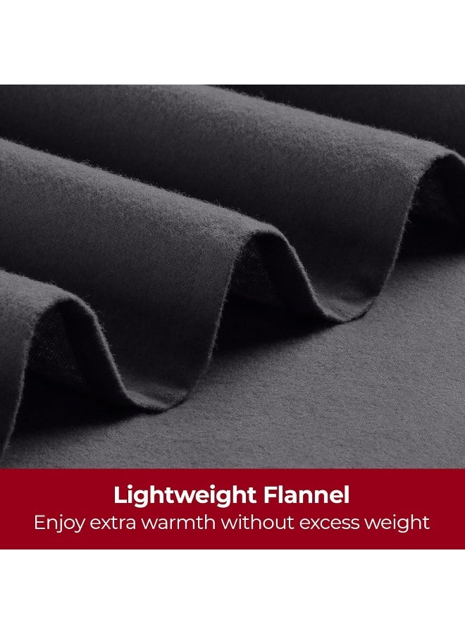 Mellanni Cotton Flannel Sheet Set Double Brushed for Added Softness Comfort Deep Pocket Fitted Sheet up to 16 4 Piece Set Queen Gray - Image 5