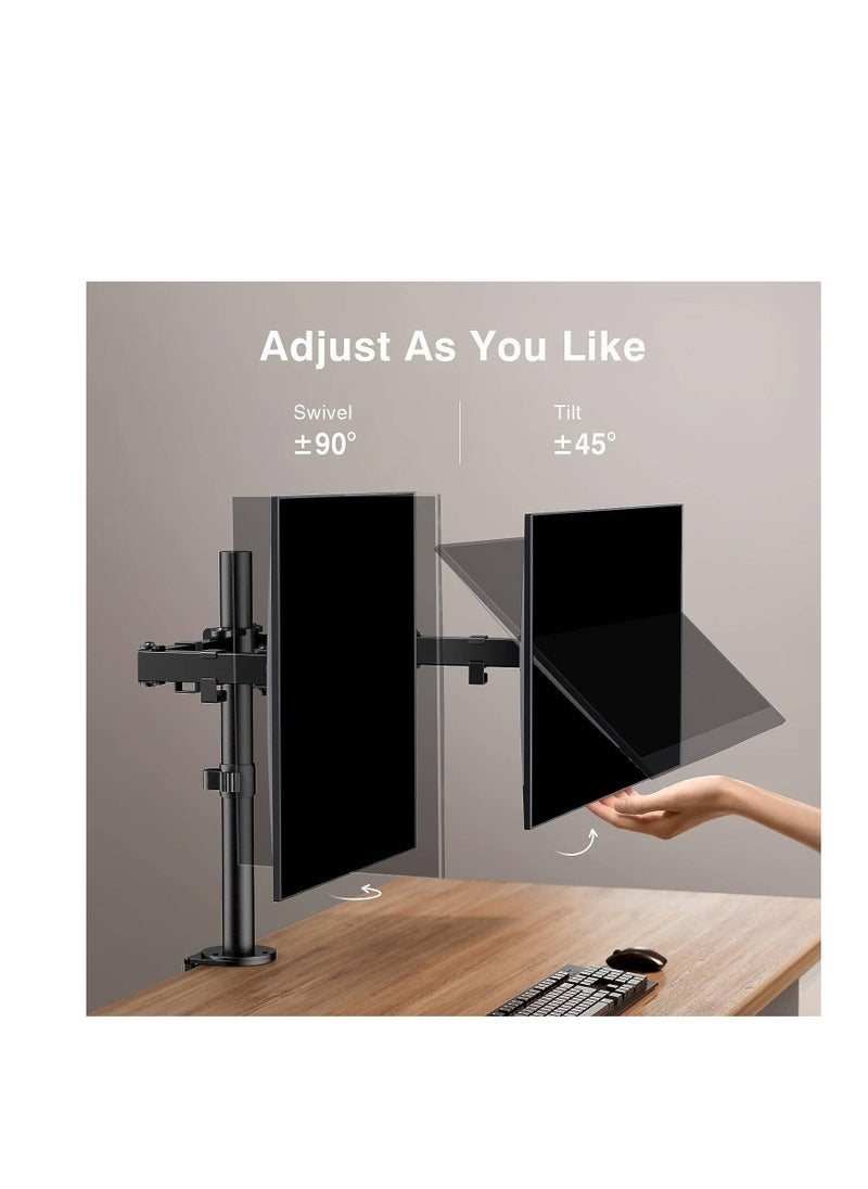 Truenort Rtikel Dual Monitor Desk Mount, Fully Adjustable Dual Monitor Arm for 2 Computer Screens up to 32 inch, Heavy Duty Dual Monitor Stand for Desk  - Image 2