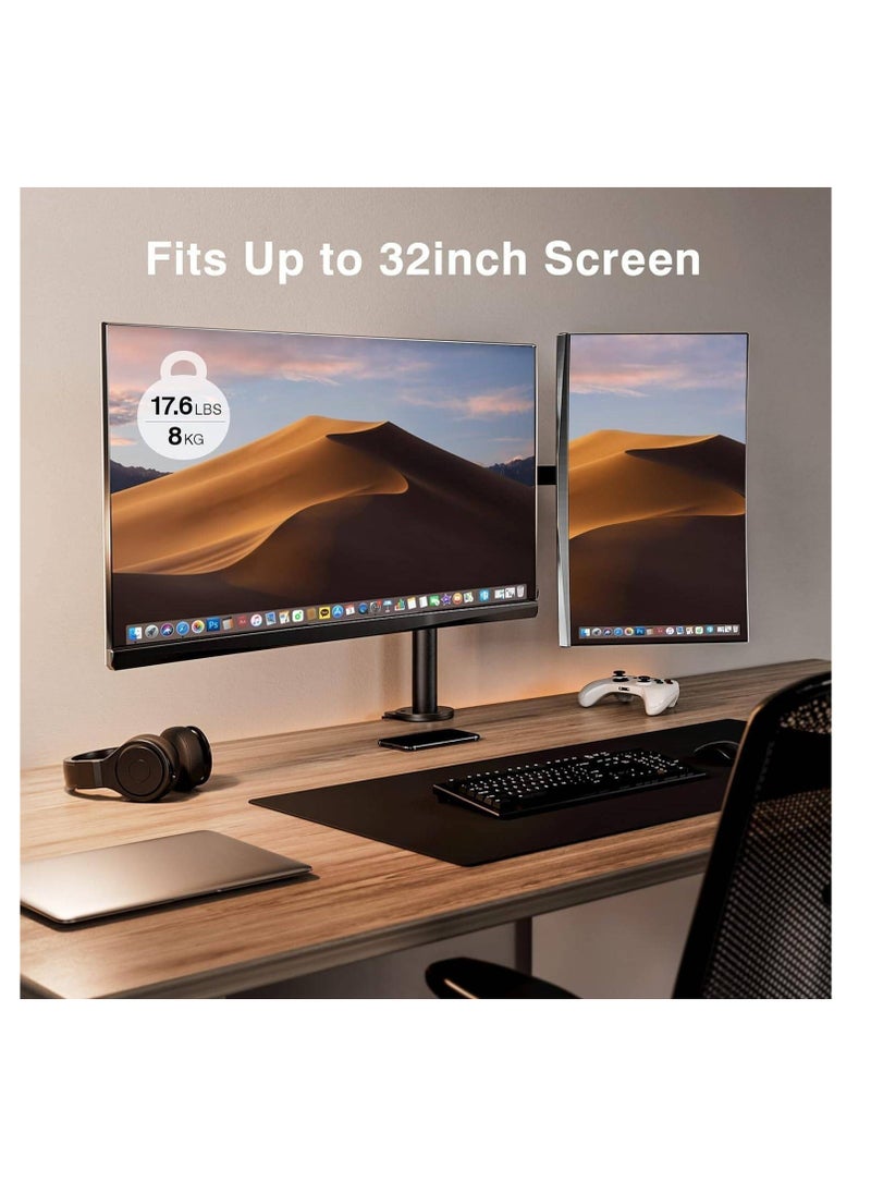 Truenort Rtikel Dual Monitor Desk Mount, Fully Adjustable Dual Monitor Arm for 2 Computer Screens up to 32 inch, Heavy Duty Dual Monitor Stand for Desk  - Image 3